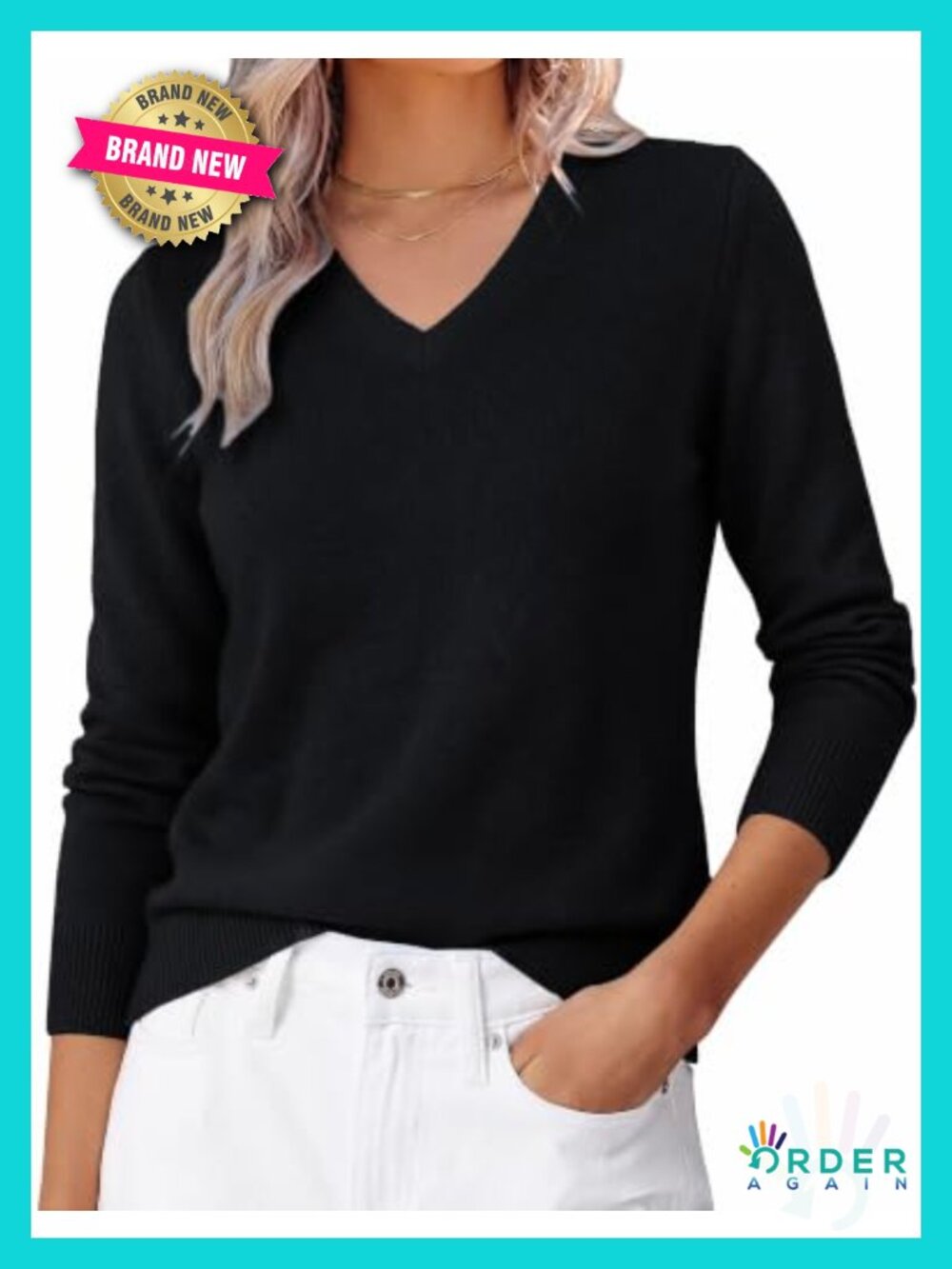 Merino Wool Cashmere V-Neck Sweater
